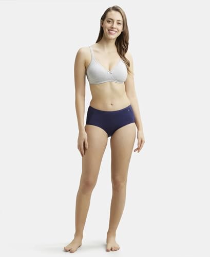 Jockey 1722 Women's Wirefree Non Padded Super Combed Cotton Elastane Stretch Medium Coverage Everyday Bra with Concealed Shaper Panel_Steel Grey Melange_34D