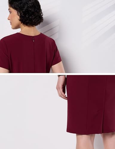 Symbol Premium Women's Sheath Dress (Knee Length | Desk-to-Dinner) (Available in Plus Sizes) (SBP-SS25-WDR-119_Maroon_4XL)