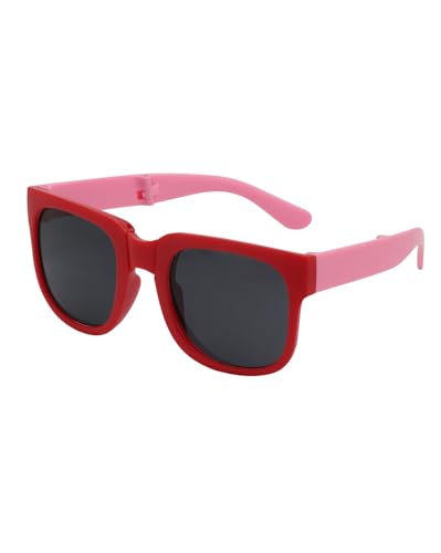 Carlton London Girls Red and Pink Toned UV Protected Black Lens Foldover Sunglass