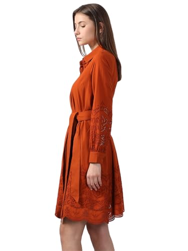 VERO MODA Women's Cotton Brown Shirt Dress