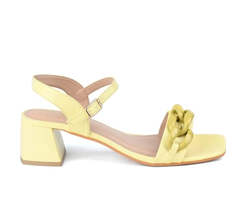 LOUIS STITCH Women’s Yellow Block Heel Sandals | Comfortable Sandal for Ladies | LSOF-FI10-BHBS | UK-6