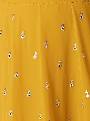 Zeel Clothing Women's Georgette Embroidered Fabric Sequins Embroidered New Lehenga Choli with Dupatta (5071-Yellow-Wedding-Designer-Latest; Free Size), Customizable Length