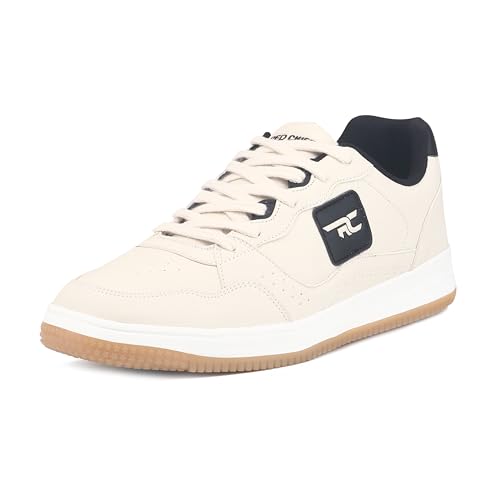 Red Chief Men’s Sneaker | Off White Lace-Up Low Ankle Athletic Shoe with PU Upper (C6020)