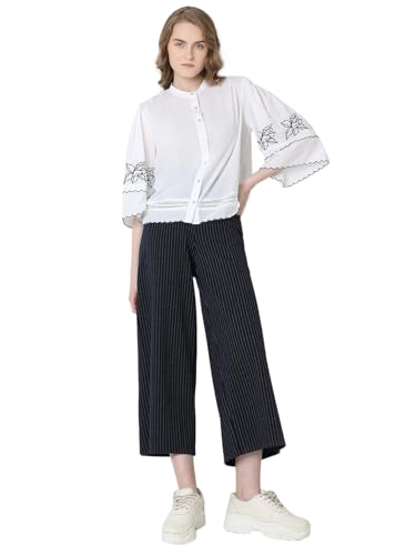 VERO MODA Women Embroidered White Cotton Regular Fit Shirt