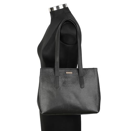 Fastrack Black Tote Bag For Women, Girls and Ladies | Laptop Tote Bag for Women | Fits Upto 14" Laptop | Ladies Purse Handbag