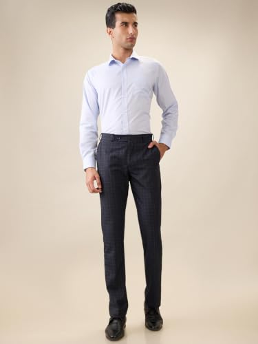 Park Avenue Men Regular Fit Structure Pattern Polyester Cotton Blend Semi Cut Away Collar Full Sleeve Formal Shirt Blue