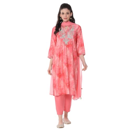 Rangriti Women Pink Viscose Blend Straight Kurta Set_42