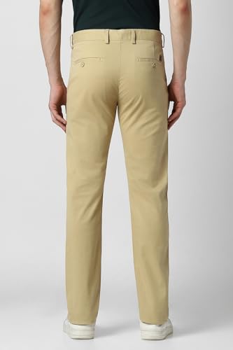 Men Beige Solid Super Slim Fit Casual Trousers