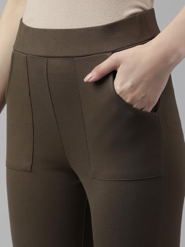 Latin Quarters Women Olive Green Solid High Rise Casual Jegging_M