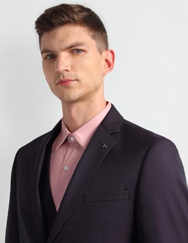 Arrow Men's Polyester Single Breasted Business Suit Pants Set (8905951326921_Wine