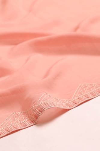 Soch Womens Peach Mul Chanderi Embroidered Botanical Chikankari Embroidery Salwar Suit