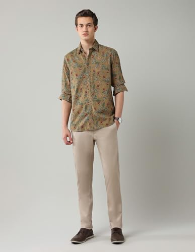 Arrow Sports Men's Floral Slim Fit Shirt (ASAJSH1680_Medium Brown