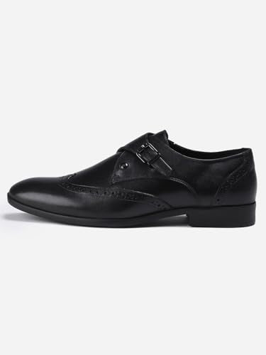 Monte Carlo Mens Black Solid Genuine Leather Monk Shoes (201816FW-2-9)