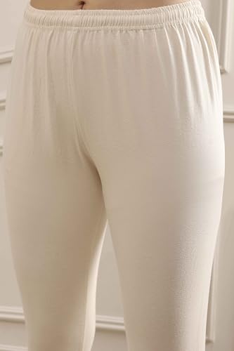 Biba Women's Off White Cotton Anarkali Printed Lehenga Set