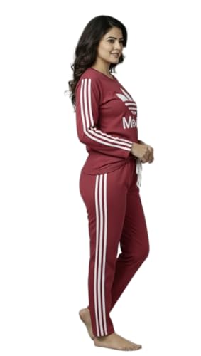 Women’s Winter Fleece Nightsuit Set | Warm & Cozy Loungewear (Maroon, l)