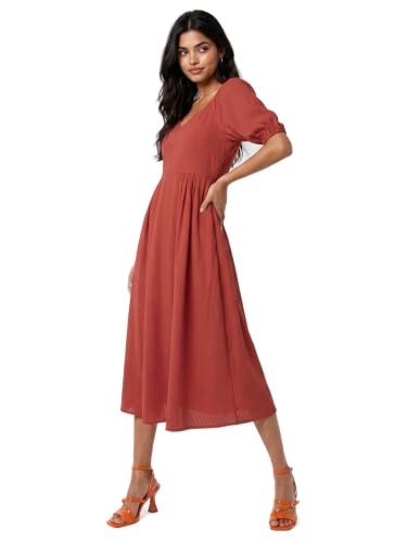 Max Women Textured Midi Dress (Orange_L)