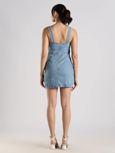 Cotton Square Neck Denim Dress