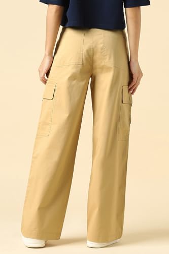 Women Beige Solid Casual Trousers