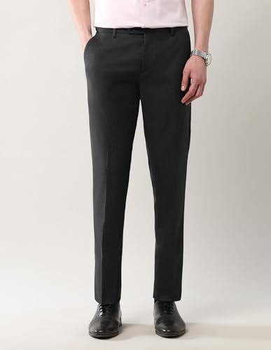 Arrow Tapered Fit Dobby Weave Trousers Black