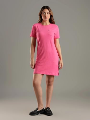 Tommy Hilfiger Cotton Crew Neck T-Shirt Dress Pink