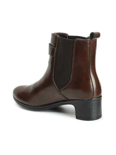 Elle Women's Fashionable Buckle Boots Colour-Brown, Size-UK 4