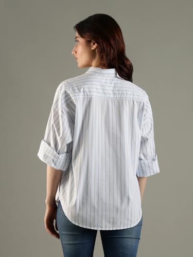 Tommy Hilfiger Striped Relaxed Fit Cotton Shirt Light-Blue