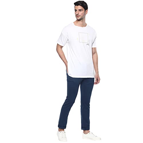 OOBANI Men Navy Solid Slim fit Trouser