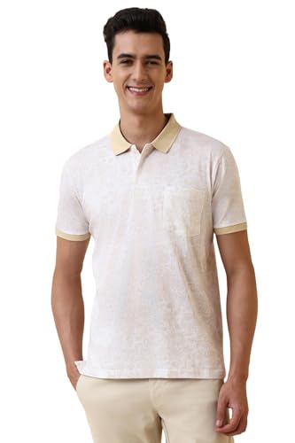 Allen Solly Men White Print Polo Neck T-Shirt