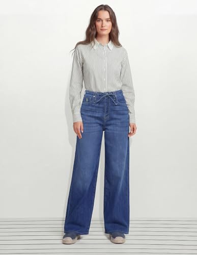 Women Wide Leg High-Rise Light Blue Lightweight Stretchable Jeans