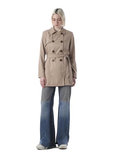 ONLY Women's Solid Regular Fit Brown Trenchcoat