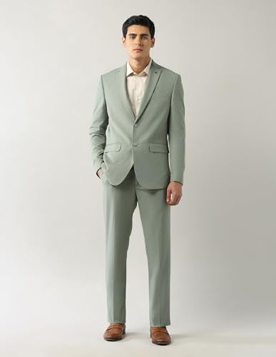 Arrow Men's Polyester Business Suit Pants Set (ARAJSU5568_Green