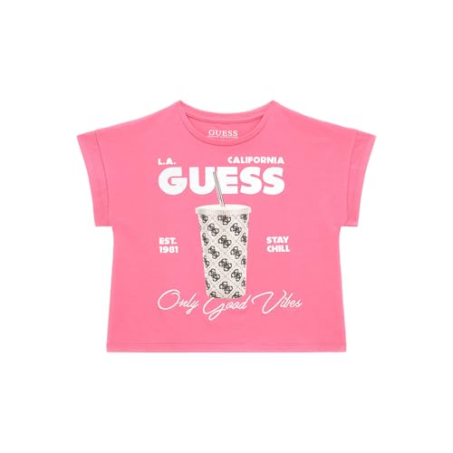 GUESS Pink Cotton Typography Girls T-Shirt