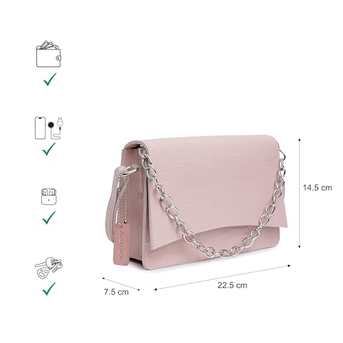 Fastrack Party Sling Bag for Women |Stylish and Structured Handbag for Girls, Ladies, Women | Textured Bag Made of faux Leather (pink)