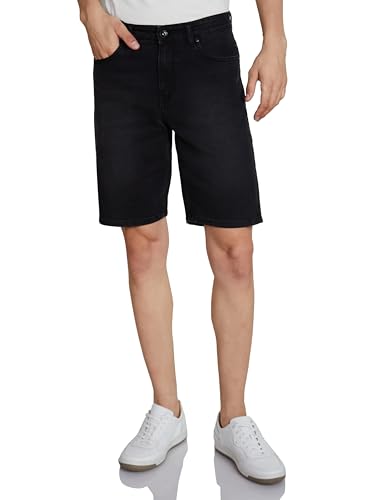 Amazon Brand - Symbol Men's Regular Fit Denim Shorts (AD-SHR-435_Dark Grey_32)
