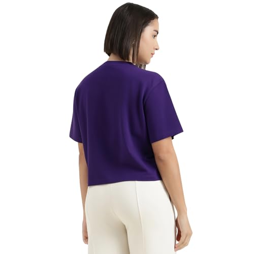 United Colors of Benetton Round Neck Floral T-Shirt (Size : XL) - 26P3099W3F11IV19 Purple