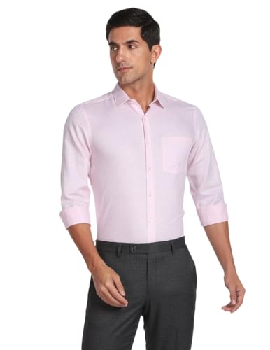 Arrow Men's Plain/Solid Regular Fit Shirt (ARAFSH0494_Pink