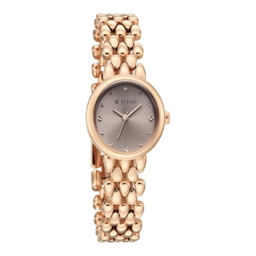 Titan Serein Quartz Analog 3Hands Display Light Rose Gold Dial Rose Gold Metal Strap Watch for Women - 95386WM01