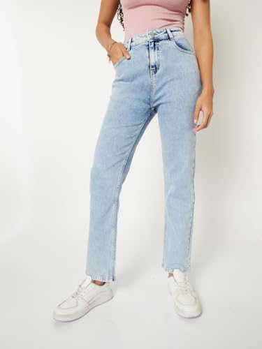 Max Women Washed Slim Straight Jeans (Blue_32)