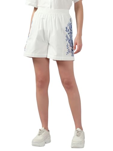 VERO MODA Women's Regular Fit High Rise White Shorts