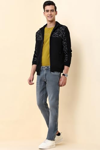 Men Black Hooded Neck Full Sleeves Casual Sweatshirt