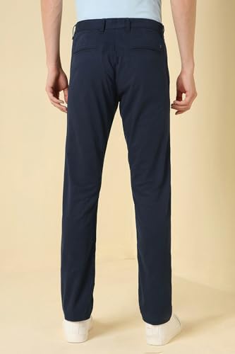 Men Navy Solid Casual Trousers