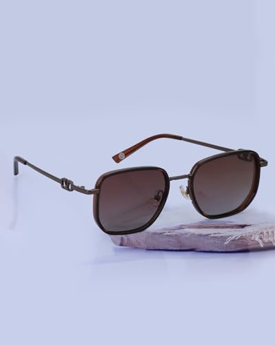 Carlton London Premium Brown Toned with Polarised Lens Square Sunglass for women