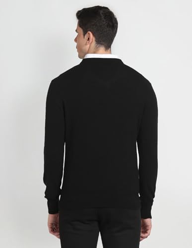 V-Neck Solid Sweater Black