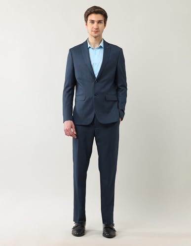 Arrow Men's Polyester Business Suit Pants Set (ARAJSU5566_Navy Blue