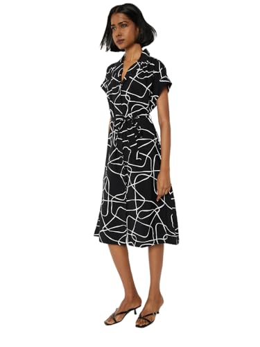 Max Women Printed Midi Dress (Black_S)