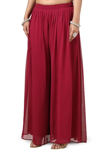 Soch Womens Magenta Tissue Embroidered Suit Set With Sequins