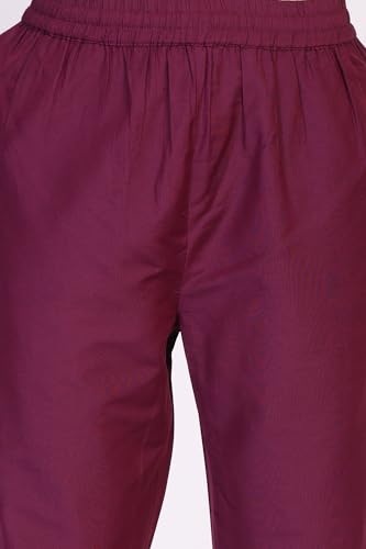 W for Woman Floral Printed Jacquard A-Line Kurta with Straight Pant and Dupatta Set - Purple (WS13245-314312-S)