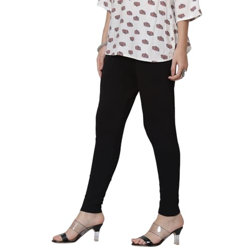 Rangriti Women Cotton Yarndyed Legging (RMMWINTERW3509_Black_M)