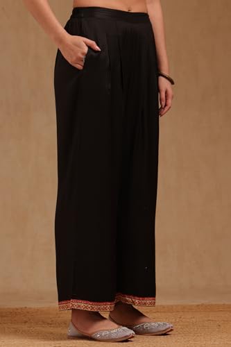 Soch Womens Black Georgette Ethnic Motifs Suit Set With Sequins