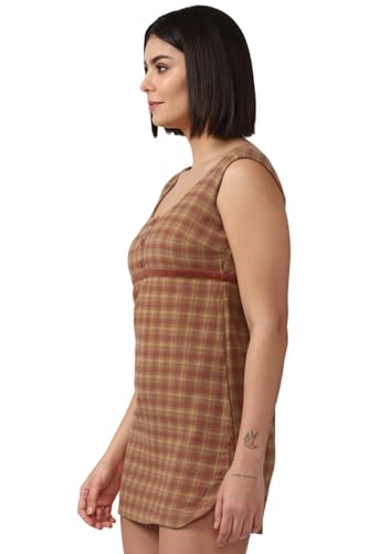FOREVER 21 women's Cotton Classic Mini Dress (597968_Brown